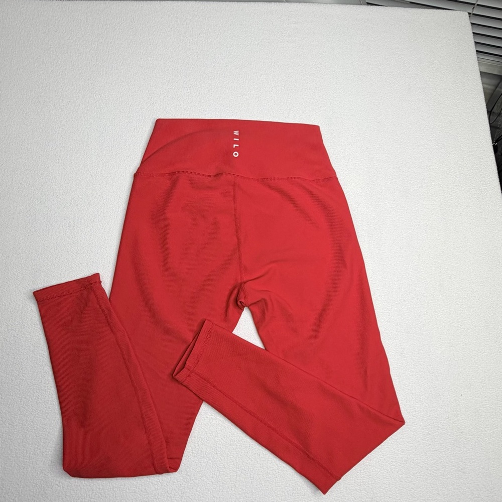Wilo the Label Ribbed High-Waisted Leggings•Fire Red - Picture 4 of 11